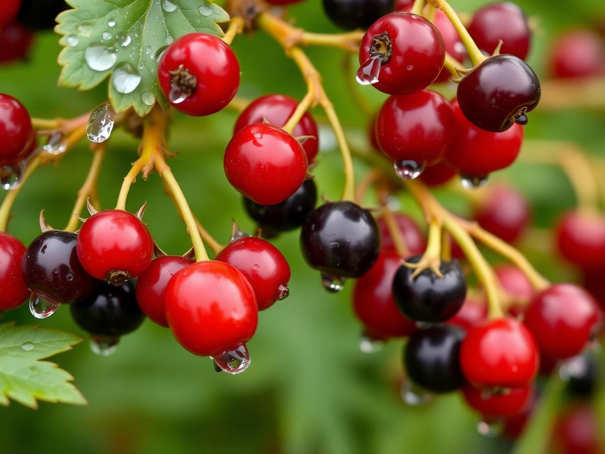 Currants, gooseberries and a hopeful first crop.