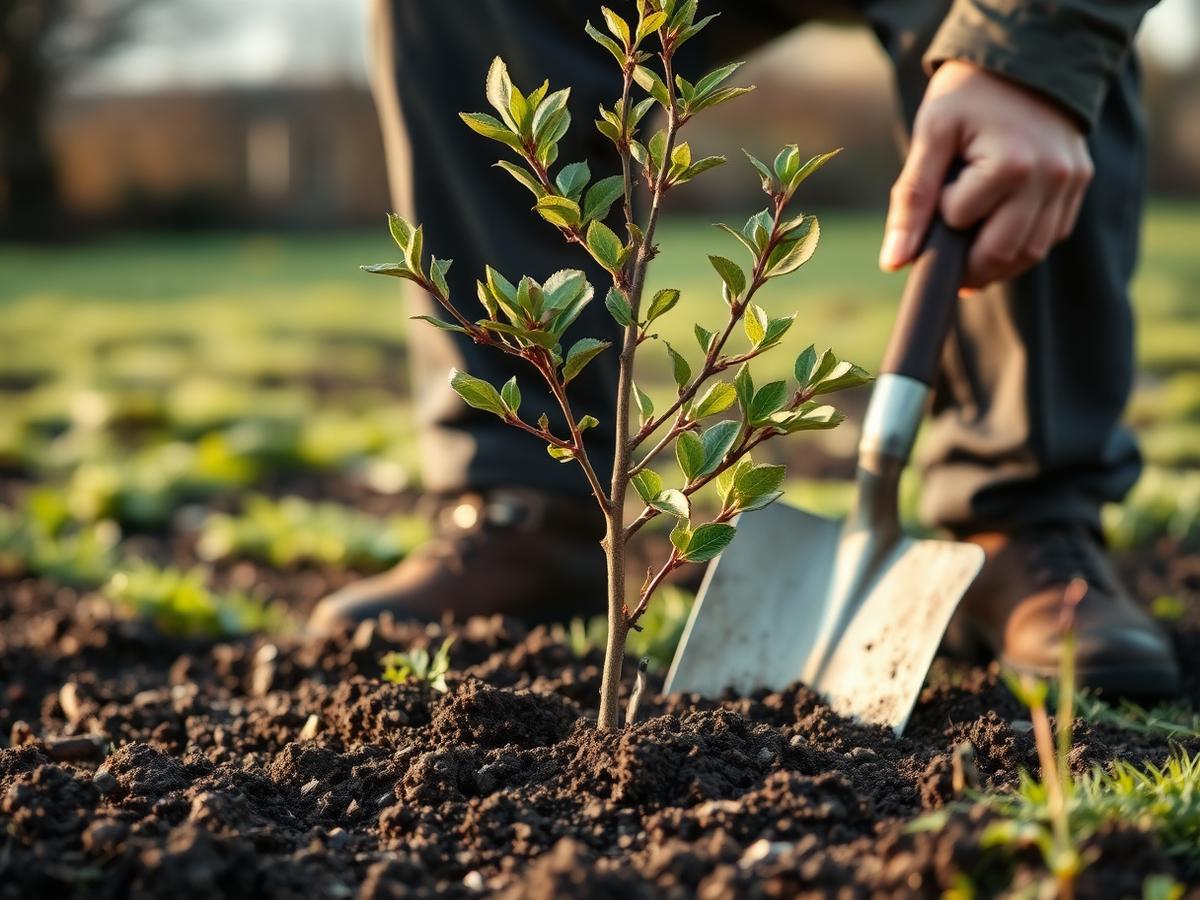 The first bare-root apple trees go in.